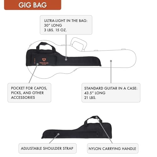 Traveler Guitar Ultra-Light Electric Guitar Satin White | Portable Electric with Removable Lap Rest | Full 24 3/4" Scale Headless Guitar | Custom Gig Bag Included 5