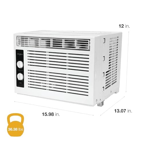 Whirlpool 5,000 BTU 115V Window Air Conditioner & Dehumidifier with Mechanical Controls, Window AC Unit for Apartment, Dorm Room, & Small Rooms up to 150 Square Feet in White 3