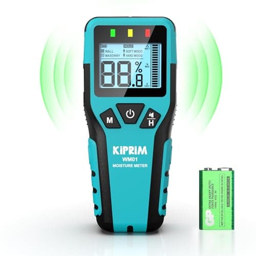 Kiprim Pinless Moisture Meter Home Moisture Level Tester Damp Meter for Floor,Wood, Walls, Concrete – Accurate Non-Destructive Testing Moisture Meter WM01