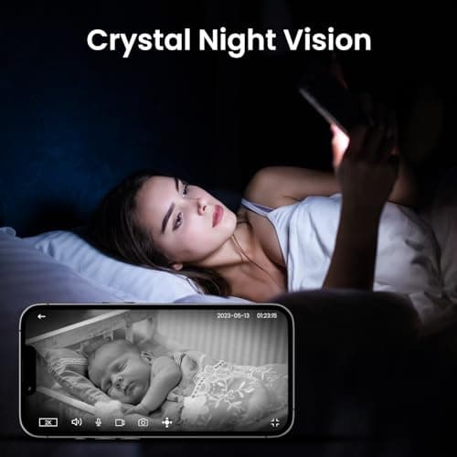 2K Indoor Security Camera-Baby Monitor with 2.4G WiFi Camera and Audio, Siren/Night Vision for Home/Pet/Nanny/Cat, 24/7 SD Card Storage, Cloud (Optional), Compatible with Alexa & Google Home, D1 2P 3