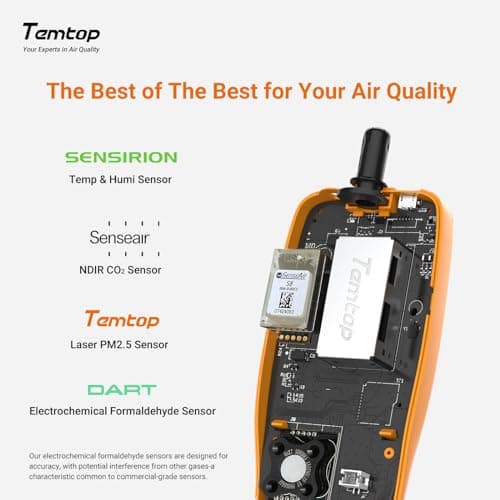 Temtop Air Quality Monitor CO2 Detector Professional Carbon Dioxide PM2.5 PM10 Formaldehyde Temperature and Humidity Monitor w/Audio Alarm Data Export (M2000 2nd) 4