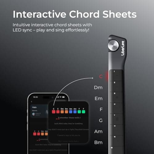 LiberLive C1 Stringless Smart Guitar, Foldable Travel Backing Guitarra, Chord Generator, App Interactive Chord Sheets, Built-in Drum Machine & Bassline for One-Man Band, For Adults & Teens (Black) 3