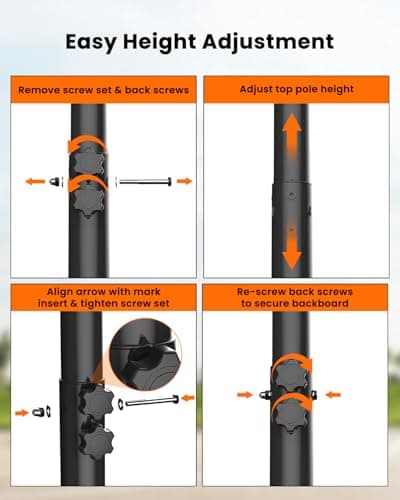 IGL Portable Basketball Hoop, Adjustable Basketball Goal System 4.28-10FT, 44 Inch PC Backboard Outdoor Basketball Hoop & Goals for Kids, Youth, and Adults in The Backyard, Driveway, Court 4
