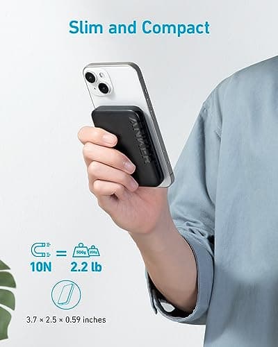 Anker 321 MagGo Battery (PowerCore Magnetic 5K), 5,000mAh Magnetic Wireless Portable Charger, Compatible with iPhone 15/15 Plus/15 Pro/15 Pro Max, iPhone 14/13/12 Series（Black） 2
