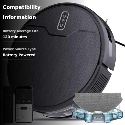 betboyles Robot Vacuum and Mop Combo, Robot Vacuum Cleaner, 6 Cleaning Modes, Large Capacity Water Tank Dustbin, Self-Charging, WiFi/App/Alexa, Ideal for Hard Floor, Carpet, Pet Hair 3
