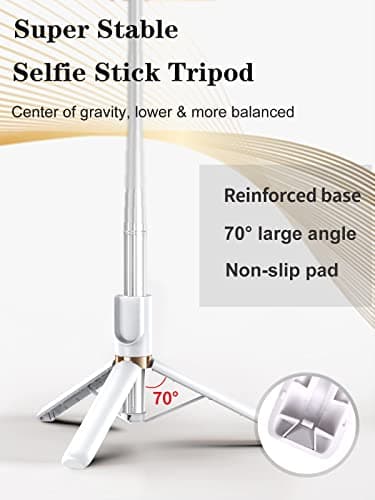 Selfie Stick Tripod with Wireless Remote, 46'' Cellphone Selfie Stick Tripod with LED Fill Light, for iPhone 16/15/14/14 pro/13/13 Pro/12/11/11 Pro/XS Max/XS/XR/X/8/7 and Android Smartphone(Upgrade) 2