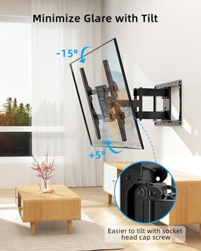 HOME VISION TV Wall Mount for 32-70 Inch TV with Soundbar Bracket, Full Motion TV Bracket with Articulating Dual Arms, Swivel and Tilt, Fits 8" 12" 16" Stud, Max VESA 400X400mm, Up to 132lbs 3