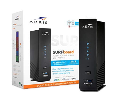 ARRIS (SBG7600AC2) - Cable Modem Router Combo - DOCSIS 3.0 & AC2350 WiFi, for Comcast Xfinity, Cox, check with ISP for compatibility [Not for Spectrum] Four 1 Gbps Ports , 800 Mbps Max Internet Speeds