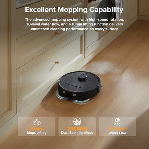 roborock Qrevo Series Robot Vacuum and Mop, 8000Pa Suction, Upgraded from Qrevo S, Anti-Tangle Brushes, Smart Obstacle Avoidance, Auto Mop Washing, All-in-One Dock, 200RPM Spinning Mops, Black(QV 35A) 5