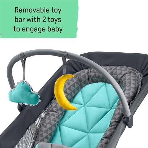 Summer Infant 2-in-1 Bouncer & Rocker Duo (Gray and Teal) Convenient and Portable Rocker and Bouncer for Babies Includes Soft Toys and Soothing Vibrations 5