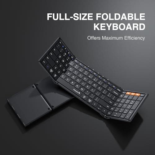 ProtoArc Foldable Bluetooth Keyboard, XK01 Folding Wireless Portable Keyboard with Numeric Keypad, Full-Size Travel Keyboards for iPad Tablet Smartphone Laptop PC Windows iOS Android, Black 5