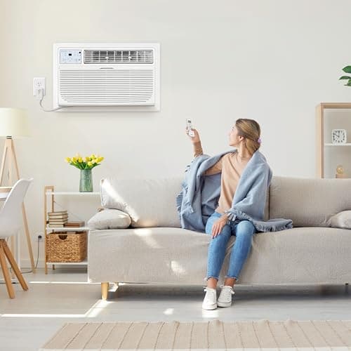 Keystone 10,000 BTU 230V Wall Mounted Air Conditioner with Supplemental Heat and Dehumidifier Function, Quiet Wall AC with Remote Control for Small and Medium Sized Rooms up to 450 Sq.Ft. 2