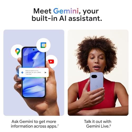 Google Pixel 9a with Gemini - Unlocked Android Smartphone with Incredible Camera and AI Photo Editing, All-Day Battery, and Powerful Security - Obsidian - 128 GB 5