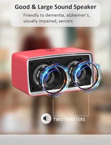 iGuerburn Simple Music Player for Dementia Elderly Seniors Easy MP3 Player as Alzheimers Dementia Visually Impaired Patients Product Gift One-Touch Controls ON/Off Retro Music Box (Red) 4