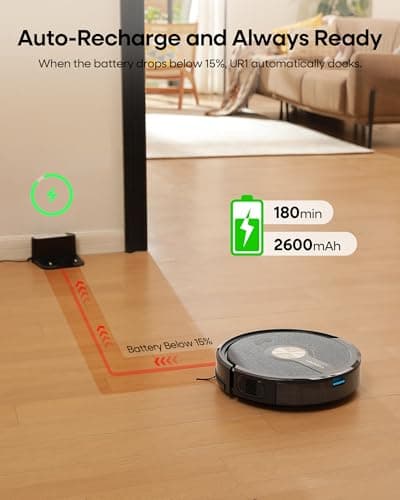uninell Robot Vacuum and Mop Combo,5000Pa Robotic Vacuum Cleaner,180mins Runtime Vacuum Robot with App/Remote/Alexa Control, Ideal for Hard Floor/Carpet/Pet Hair, Self-Charge,Schedule Clean(UR1) 4