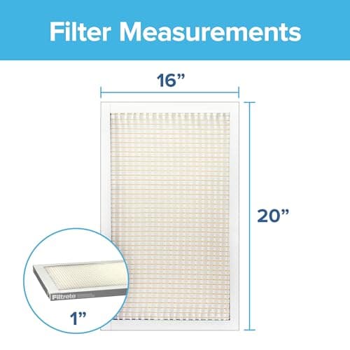 Filtrete 16x20x1 AC Furnace Air Filter, MERV 5, MPR 300, Capture Unwanted Particles, 3-Month Pleated 1-Inch Electrostatic Air Cleaning Filter, 6-Pack (Actual Size15.69x19.69x0.81 in) 2