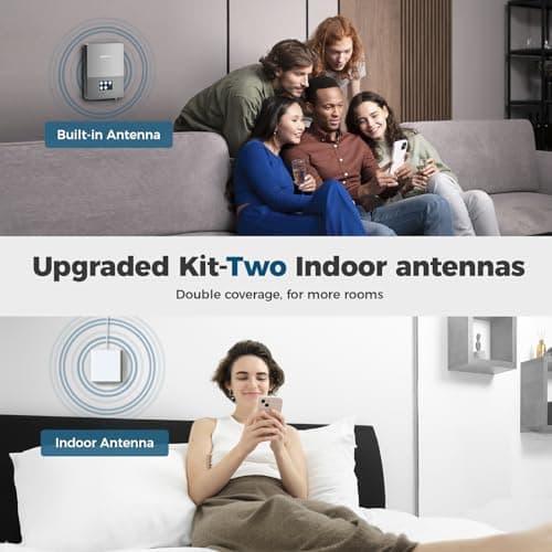 Cell Phone Booster for Home Mutilroom,Cover 8000 Sq.Ft with 2 Indoor Antennas for Verizon, AT&T and All U.S. Carriers,5G 4G LTE Cell Signal Booster with HD LCD Display, FCC Approved 4