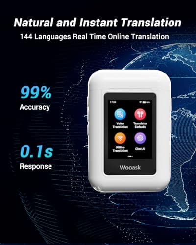 Wooask A8 Translation Earbuds, AI Translation Earbuds Real Time No APP Needed, No Subscription, 2025 Latest Two-Way Translator Device Support ChatGPT/Recording for Travel, Business, Learning Language 3