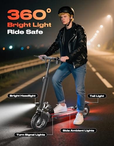 ASKGO Electric Scooter, 1500W Peak Powerful E Scooter for Adults with Seat, Up to 25MPH & 45-Mile Range, 48V 13AH Battery, 10" Pneumatic Tires, Foldable Off-Road Electric Scooter with Dual Disc Brake 5
