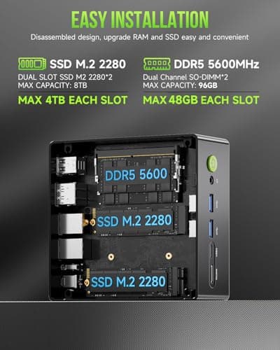 GMKtec K11 Gaming Mini PC, AMD Ryzen 9 8945HS(8C/16T, Up to 5.2GHz), 64GB DDR5 RAM 1TB Mini Desktop Computer, HDMI/Oculink/DisplayPort/USB4*2 3