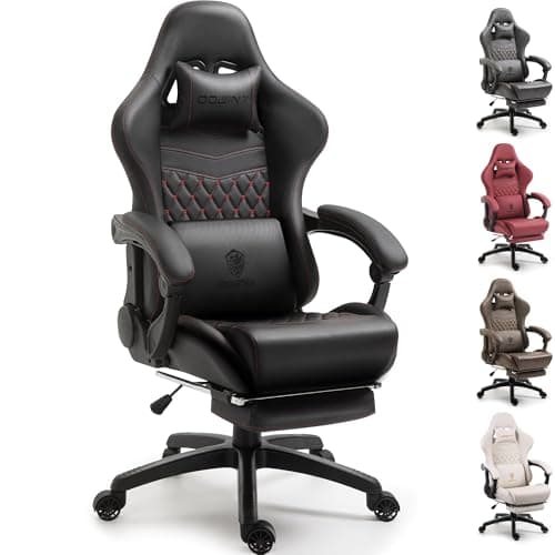 Dowinx Gaming Chair Big and Tall, Ergonomic PC Gaming Chair with Footrest & Massage, Racing Style Reclining Computer Chair for Adults, 400LBS Capacity - Heavy Duty Gamer Chair (Black)