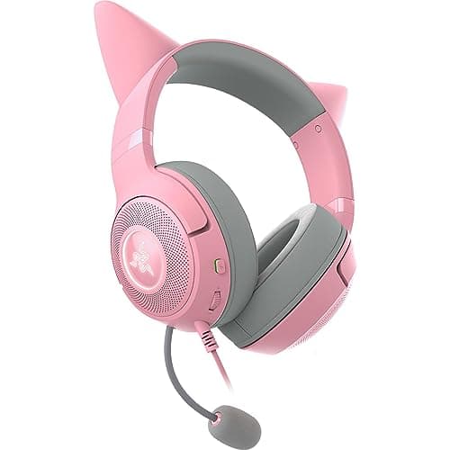 Razer Kraken Kitty V2 USB Wired Headset: Chroma RGB Kitty Ears - Stream Reactive Lighting - HyperClear Cardioid Mic - 40 mm Drivers - 7.1 Surround Sound - Comfortable Ear Cushions - Quartz Pink 5