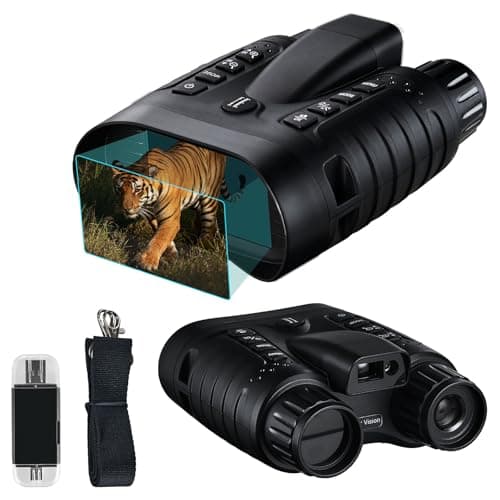 Night Vision Binoculars for Adults with Rangefinder & 4K HD Camera, 8X Digital Zoom, Full Dark Infrared Vision, Waterproof,Rechargeable for Hunting