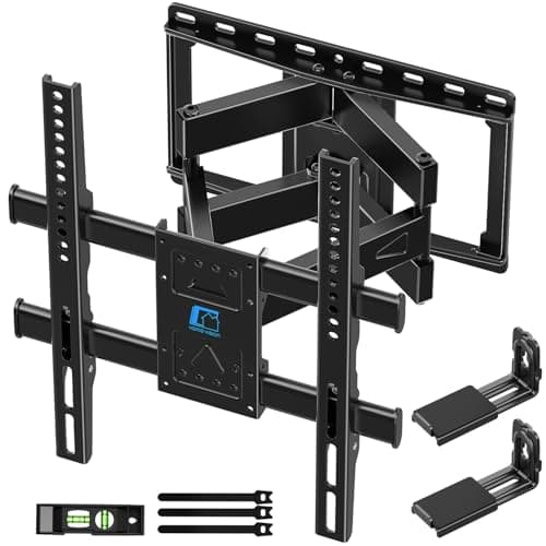 HOME VISION TV Wall Mount for 32-70 Inch TV with Soundbar Bracket, Full Motion TV Bracket with Articulating Dual Arms, Swivel and Tilt, Fits 8" 12" 16" Stud, Max VESA 400X400mm, Up to 132lbs