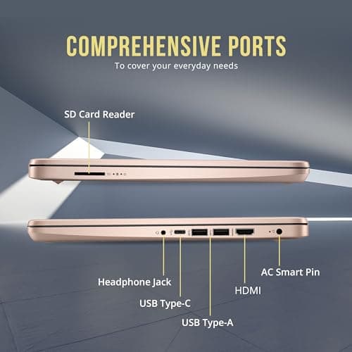 HP Stream 14" HD BrightView Laptop, Intel Processor N150, 16GB RAM, 416GB Storage (128GB eMMC + 288GB Docking Station Set), Intel UHD Graphics, 720p Camera, Wi-Fi, 1 Year Office 365, Win 11 S, Gold 9