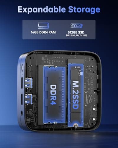 KAMRUI Mini PC, Essenx E1 Desktop Computer N95(up to 3.4GHz) Mini Computers 16GB RAM 512GB SSD Micro PC, Mini Tower Desktop PC Support 4K HDMI, Dual WiFi, BT4.2 for Business Home Office 4