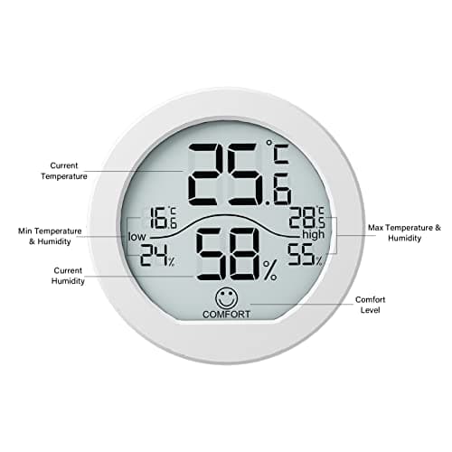 SECRUI Hygrometer Thermometer for Room Temperature Humidity Meter Indoor Thermometer Accuracy Calibration LCD Temperature Sensor with Maximum and Minimum Records, TH1, White, 2 Pack 3