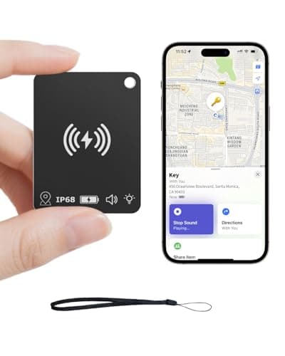 Key Finder Wallet Tracker Works with Apple Find My, Rechargeable Air Tracker Tag Smart Card, Item Finders for Key, Wallet, Luggage, Backpack, Suitcases, Passport et (1 Pack Black)
