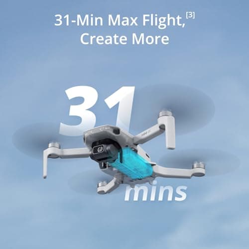 DJI Mini 4K, Drone with 4K UHD Camera for Adults, Under 249 g, 3-Axis Gimbal Stabilization, 10km Video Transmission, Auto Return, Wind Resistance, 1 Battery for 31-Min Max Flight Time, Intelligent 4