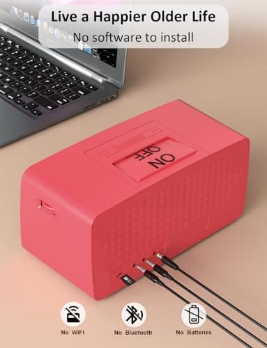 iGuerburn Simple Music Player for Dementia Elderly Seniors Easy MP3 Player as Alzheimers Dementia Visually Impaired Patients Product Gift One-Touch Controls ON/Off Retro Music Box (Red) 3