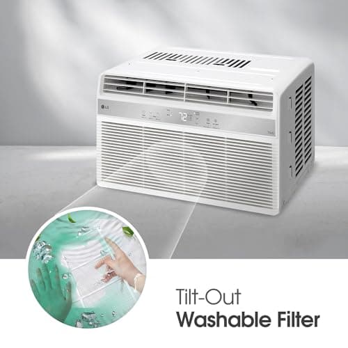 LG 6,000 BTU Window Air Conditioner, Cools 250 Sq.Ft. (10' x 25' Room Size), Quiet Operation, Electronic Control with Remote, 2 Cooling & Fan Speeds, 2-Way Air Deflection, Auto Restart, 115V 3