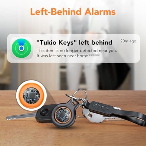 2025 New [Apple MFi Certified] (iOS Only) Air Tracker Tag-4 Pack, Bluetooth Tracker for Apple Find My, Replaceable Battery, Key Finder and Item Locator Smart Tag for Keys, Bags, Luggage, etc (Orange) 5