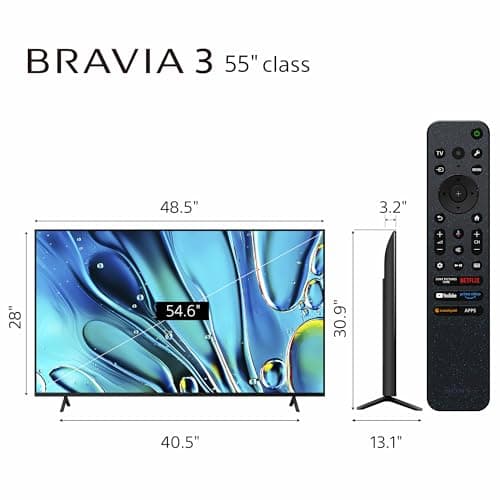 Sony 55-Inch 4K Ultra HD BRAVIA 3 LED Smart TV with Google TV, LED Flat Screen, Dolby Vision HDR, Google TV, Exclusive PS5 Features, (K-55S30) 2