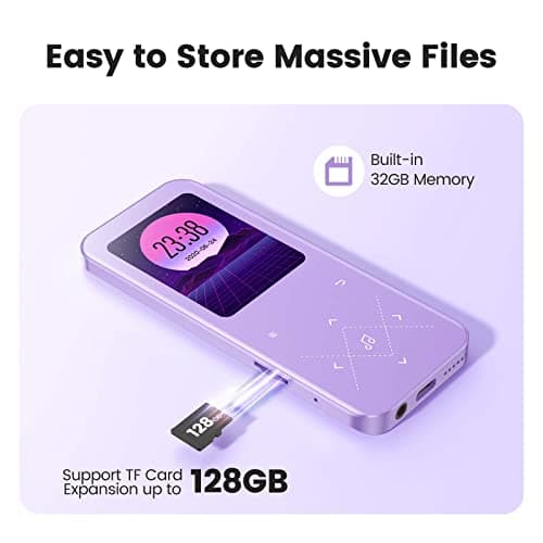 32GB MP3 Player with Bluetooth 5.3, AGPTEK A09X 2.4" Screen Portable Music Player with Speaker Lossless Sound with FM Radio, Voice Recorder, Supports up to 128GB, Purple 5