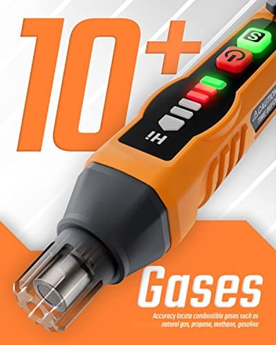 Natural Gas Detector, TopTes PT177 Gas Leak Detector with Audible & Visual Alarm, Portable Gas Sniffer to Locate Combustible Leak Sources Like Methane, Propane for Home (Includes Battery x2)-Orange 2