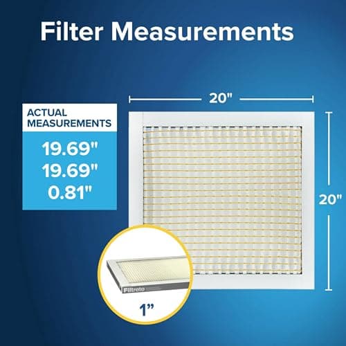 Filtrete 20x20x1 AC Furnace Air Filter, MERV 5, MPR 300, Capture Unwanted Particles, 3-Month Pleated 1-Inch Electrostatic Air Cleaning Filter, 6-Pack (Actual Size 19.69x19.69x0.81 in) 3