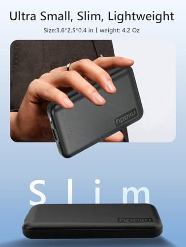 Miady 2-Pack 5000mAh Mini Portable Charger, 5V 2.4A USB-C Output Fast Charging Power Bank for Travel Small Battery Pack Compatible with iPhone 17/16/15 Galaxy S24/S22 iPad Android etc (White+Black) 4