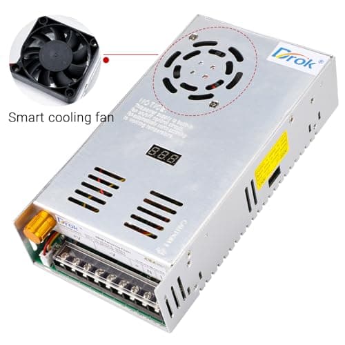 DROK 48V Power Supply, AC 110V/220V to DC 0-48V 10A 480W Buck Converter, Adjustable Variable LED Adapter Regulated 5V 12V 24V 30V 36V 48V Volt Voltage Transformer 10A Amp Charger for Lab CCTV 4