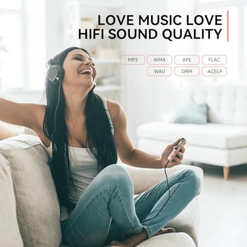 AGPTEK A02 MP3 Player with Bluetooth 5.3, 1.8 inch Screen Portable Music Player with Speaker, FM Radio, Voice Recorder, Supports Expanded Up to 128GB(Rose Gold, 32GB) 3