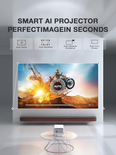 【Compatible with Netflix& 1800ANSI】Smart Projector with WiFi and Bluetooth, Auto Focus & Keystone Protable 4K Projector with Stand,Outdoor Home Theater Projector 3
