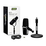 Shure MV7+ Podcast Dynamic Microphone with Stand – OBS Certified, Enhanced Audio, LED Panel, USB-C & XLR Outputs, Auto Level Mode, Digital Pop Filter – for Podcasting, Streaming, and Recording, Black 2