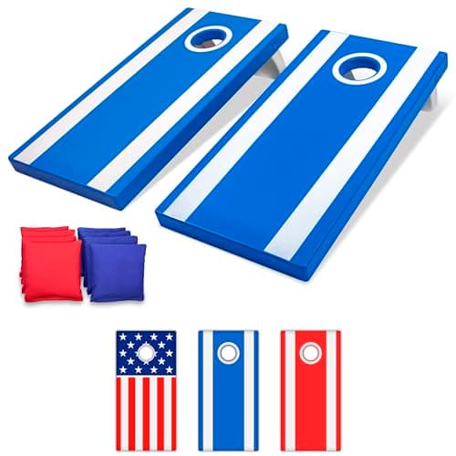 GoSports 4 ft x 2 ft All Weather Outdoor Cornhole Game Set - Heavy-Duty Plastic Weatherproof Boards Includes 8 Bean Bags & Game Rules