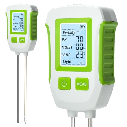 Heemol PH Meter 5 in 1, Multifunctional Soil Tester for Fertility, PH, Humidity, Temperature, Light, High Precision Soil Meter for Gardens, Plants and Indoor Plants - Green