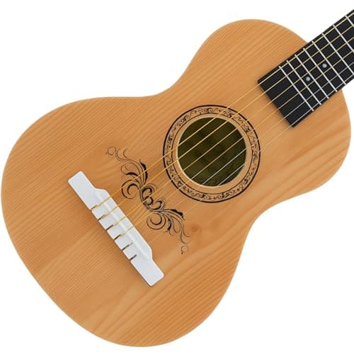 23" Acoustic Guitar, Kids 6 String Toy Guitar - Realistic Steel Strings - Beginner Practice First Musical Instrument for Children, Toddlers (Natural) 2