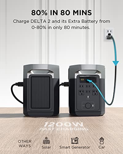 EF ECOFLOW Delta 2 Smart Extra Battery, 1024Wh LiFePO4 Expansion Battery for Power Station DELTA2 4