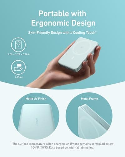 Anker MagGo Power Bank, Ultra-Slim 10,000mAh Magnetic Battery Pack, Qi2 Certified 15W Ultra-Fast MagSafe Compatible Portable Charger, Ergonomic Design, for iPhone17/16/15/14 Series Only（Not for Pixel） 4